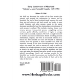 Early Landowners of Maryland, Volume 1: Anne Arundel County, 1650-1704 back cover