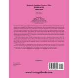 Restored Hamilton County, Ohio Marriages, 1808-1849, Volume I back cover