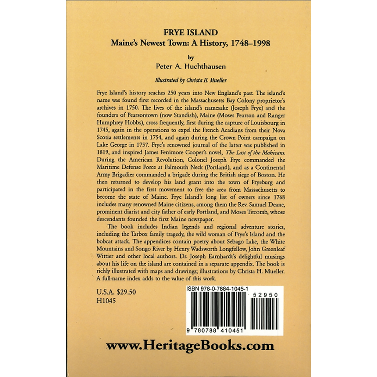 Frye Island, Maine's Newest Township, 1748-1998 back cover