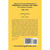 Abstract of Account Information of Freedman's Savings and Trust, New Orleans, Louisiana 1866-1869 back cover