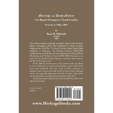 Marriage and Death Notices from Baptist Newspapers of South Carolina, Volume 2: 1866-1887 back cover