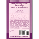 New England Family Histories and Genealogies: States of New Hampshire and Vermont back cover