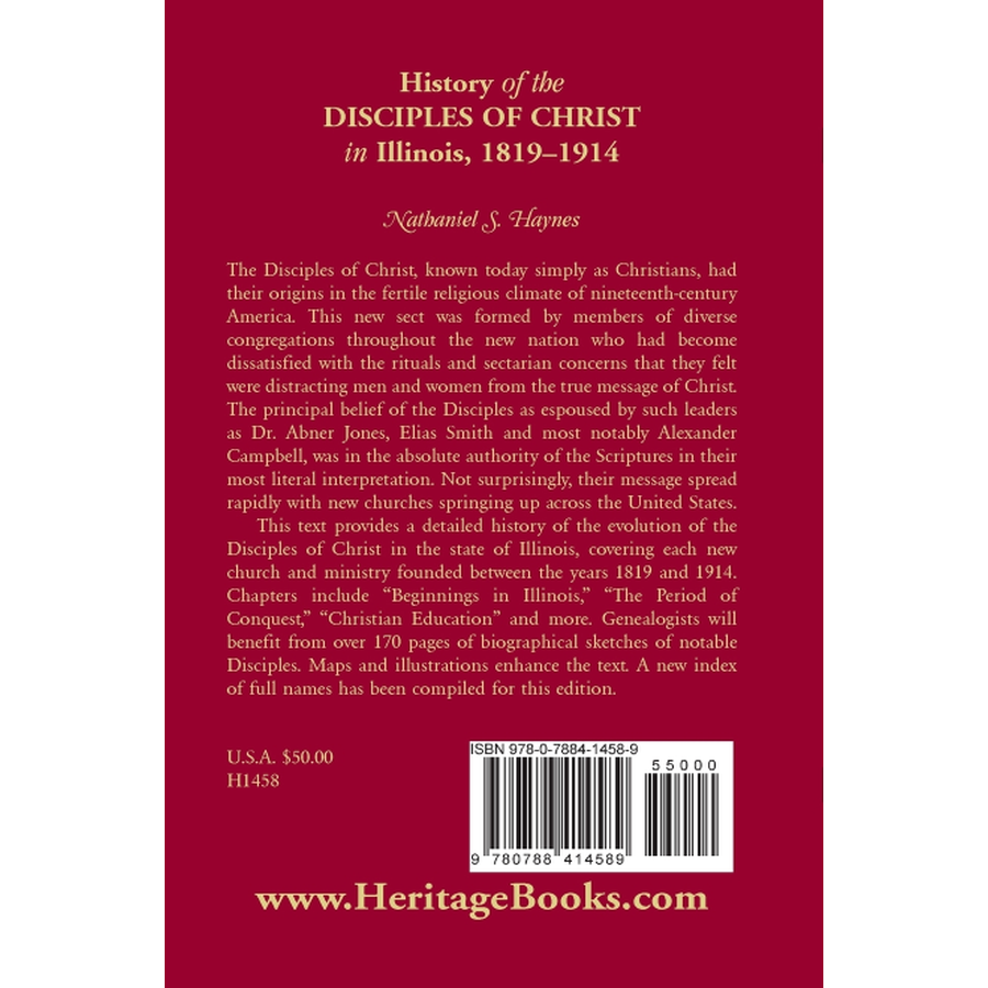 History of the Disciples of Christ in Illinois, 1819-1914 back cover