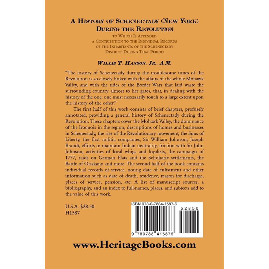 History of Schenectady (New York) during the Revolution back cover
