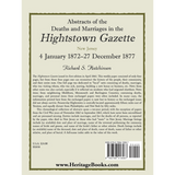 Abstracts of the Deaths and Marriages in the Hightstown Gazette, 4 January 1872-27 December 1877 back cover