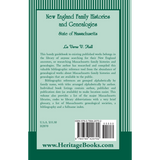 New England Family Histories and Genealogies: State of Massachusetts back cover