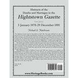Abstracts of the Deaths and Marriages in the Hightstown Gazette, 3 January 1878-29 December 1881 back cover