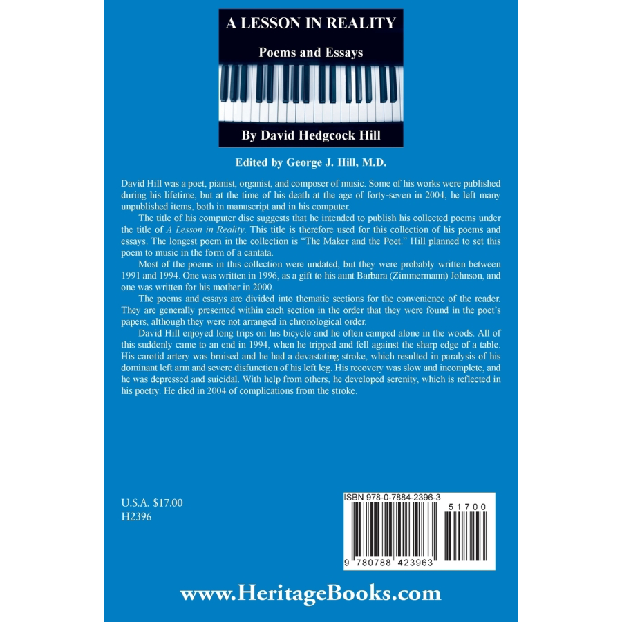 A Lesson in Reality: Poems and Essays back cover
