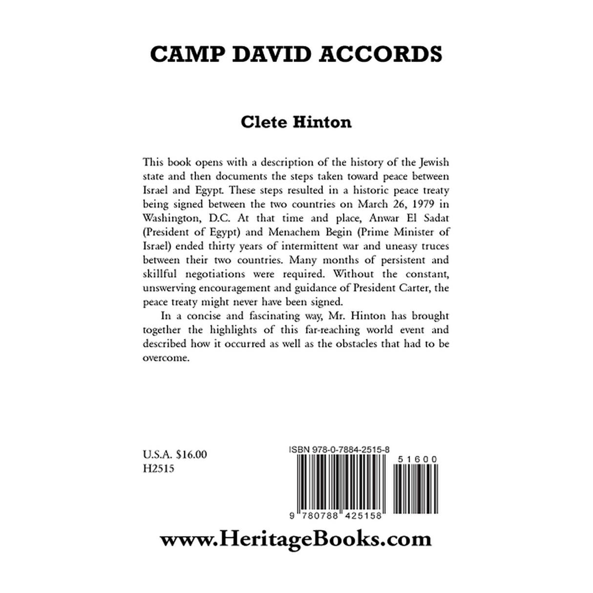 Camp David Accords back cover