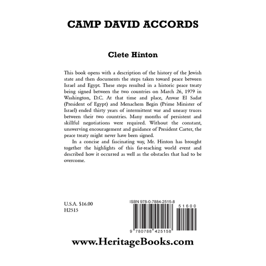 back cover of Camp David Accords