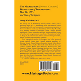 The Mecklenburg Declaration: Its Origin, History and Actors with a Bibliography of Its Literature, and Explanatory Documents back cover