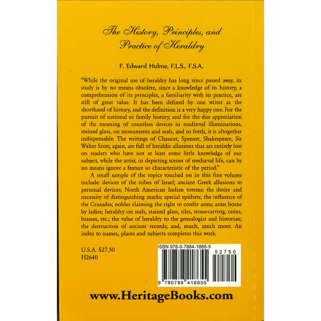 The History, Principles, and Practice of Heraldry back cover