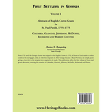 First Settlers in Georgia Volume 1, Abstracts of English Crown Grants in St. Paul Parish, 1755-1775