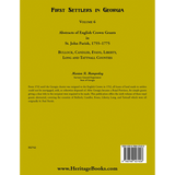 First Settlers in Georgia, Volume 6, Abstracts of English Crown Grants in St. John Parish, 1755-1775 back cover