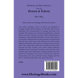 Marriage and Death Notices from the "Genius of Liberty", 1817-1843 back cover