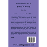 Marriage and Death Notices from the "Genius of Liberty", 1817-1843 back cover