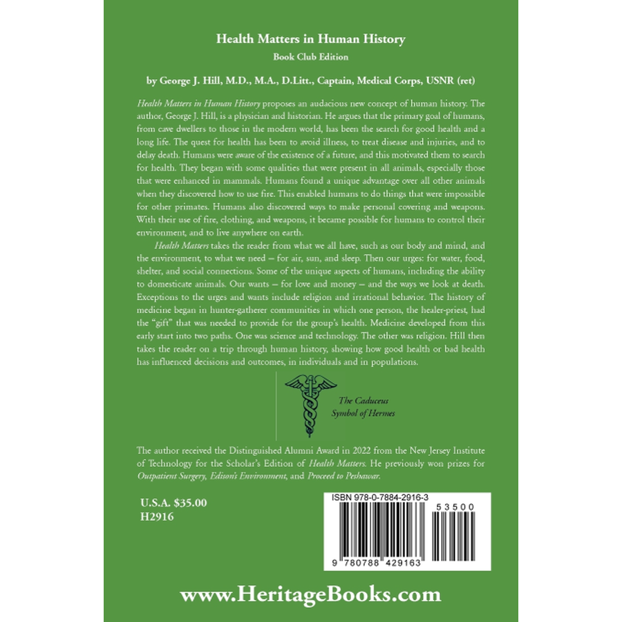 Health Matters in Human History [Book Club Edition] back cover