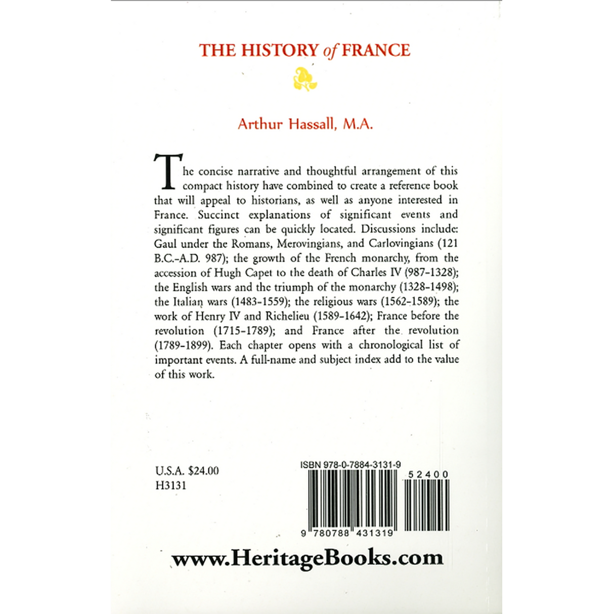Back cover of The History of France back cover