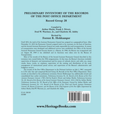 Preliminary Inventory of the Records of the Post Office Department, Record Group 28 back cover