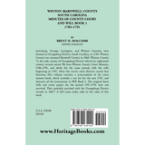 Winton (Barnwell) County, South Carolina Minutes of County Court and Will Book 1, 1785-1791 back cover