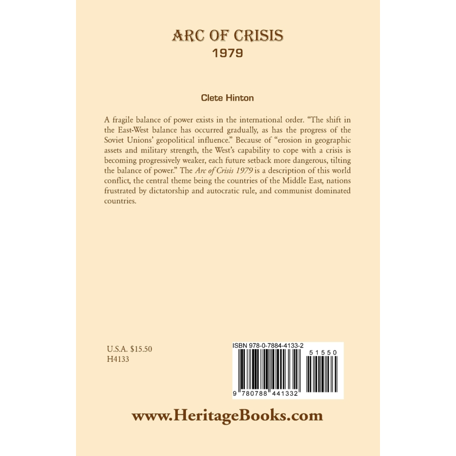 back cover of Arc of Crisis 1979