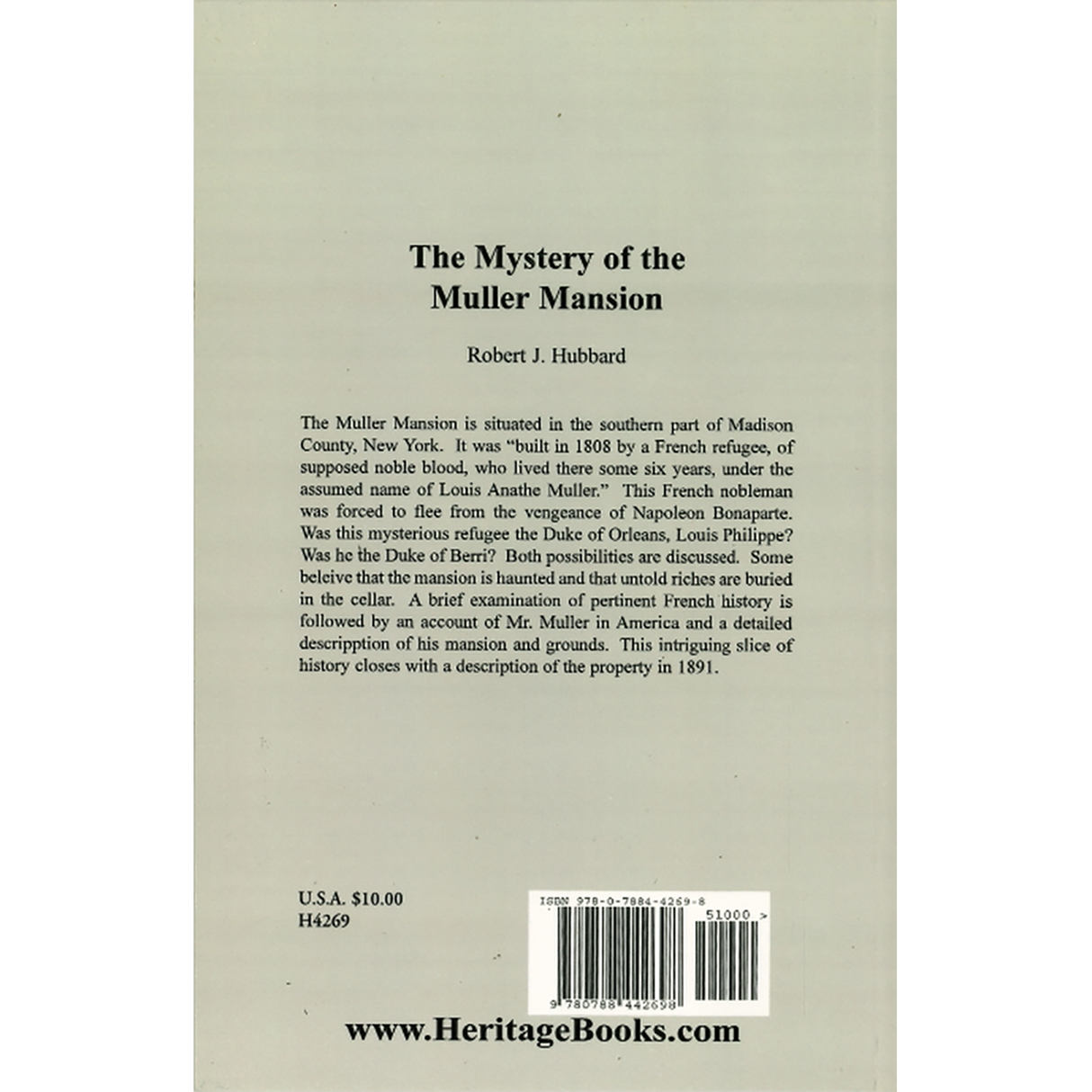 The Mystery of the Muller Mansion back cover
