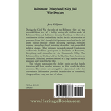Baltimore [Maryland] City Jail War Docket back cover