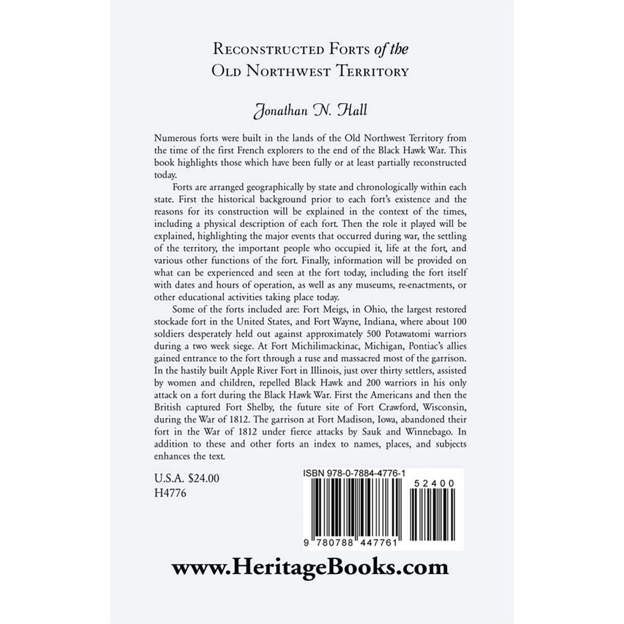 Reconstructed Forts of the Old Northwest Territory back cover