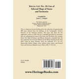 Special List 29: List of Selected Maps and States and Territories back cover