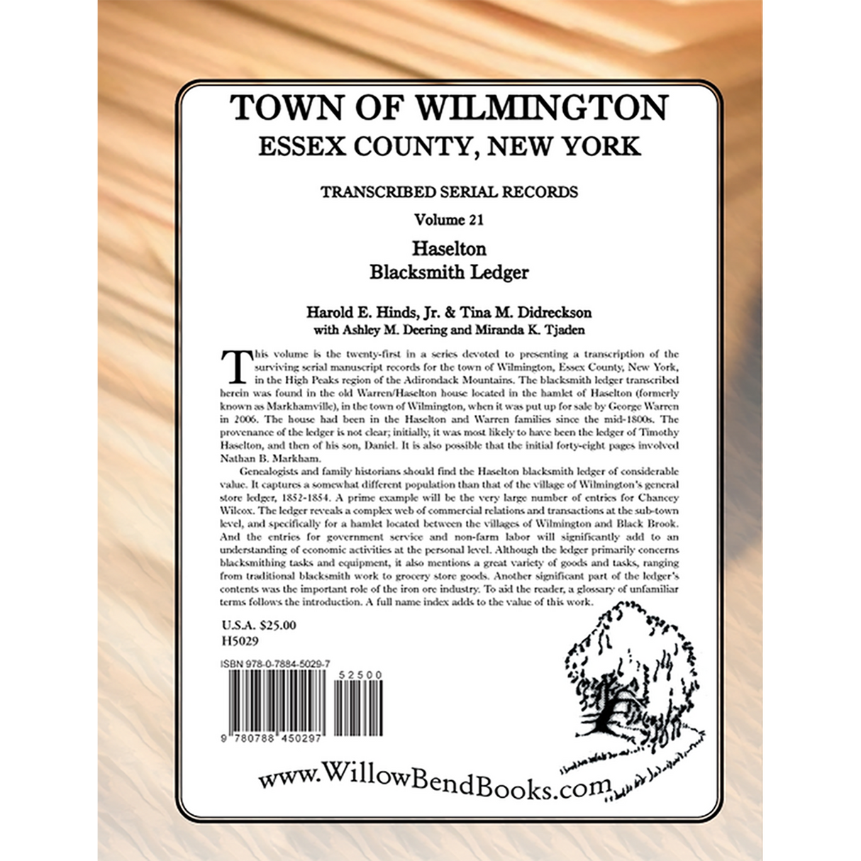 Town of Wilmington, Essex County, New York Transcribed Serial Records, Volume 21: Haselton Blacksmith Ledger back cover