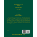 Highland County, Virginia Death Records, 1853-1898 back cover