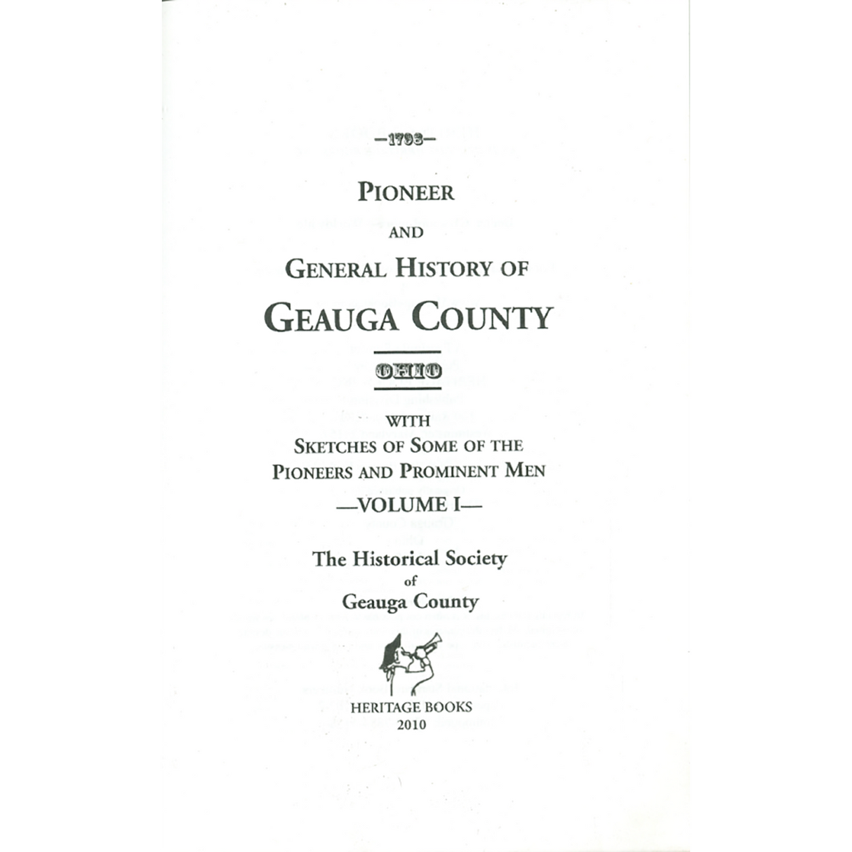 Pioneer and General History of Geauga County [Ohio] With Sketches of Some of the Pioneers and Prominent Men [cloth] back cover