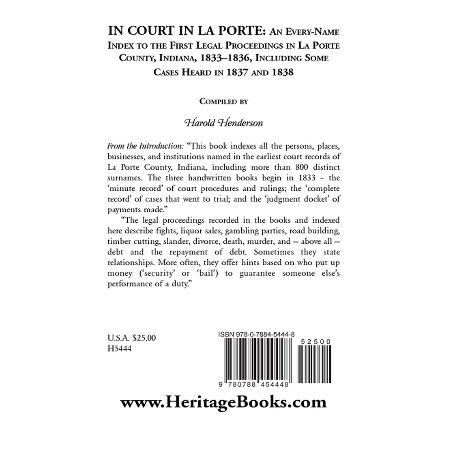 In Court In LaPorte back cover