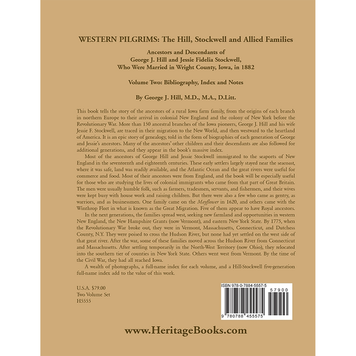 Western Pilgrims: The Hill, Stockwell and Allied Families, Volume II back cover