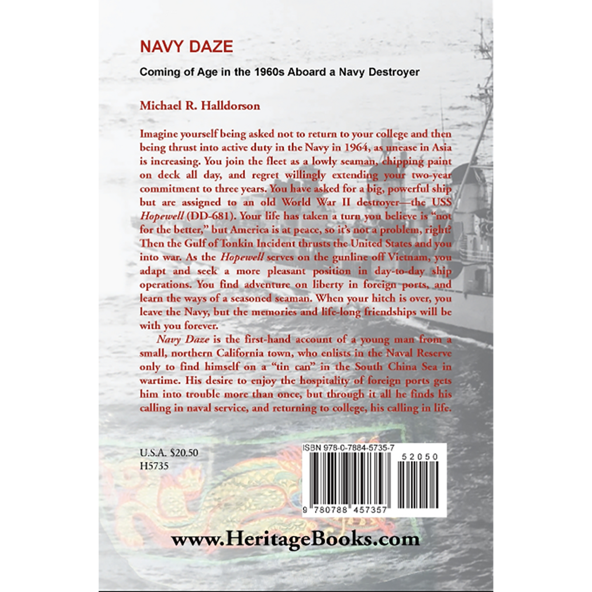 Navy Daze: Coming of Age in the 1960s Aboard a Navy Destroyer back cover