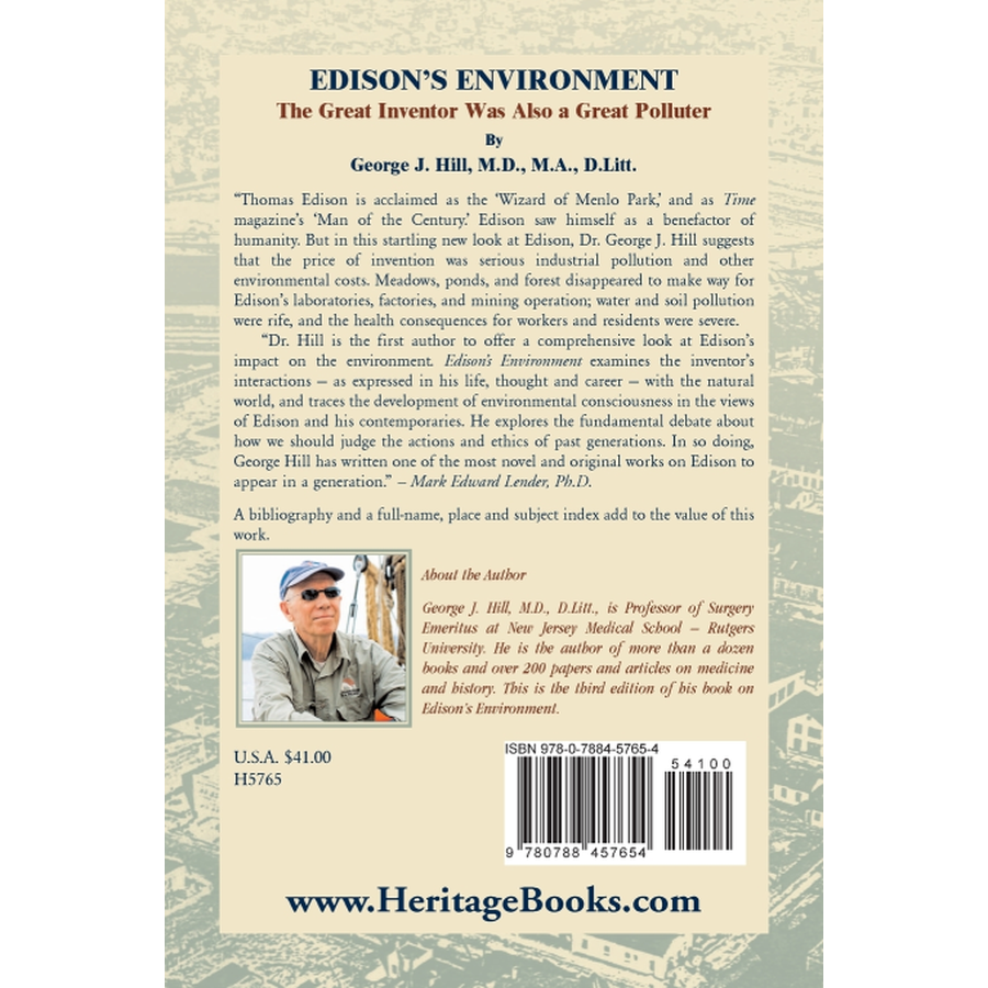 Edison's Environment: The Great Inventor Was Also A Great Polluter back cover