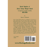 Parish Registers of Prince George Winyah Church, Georgetown, South Carolina, 1815-1936 back cover