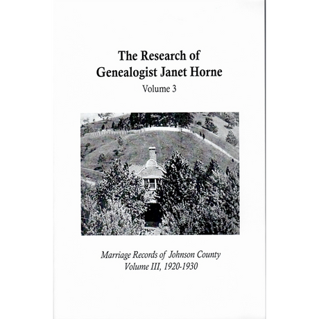 Marriage Records of Johnson County, Kentucky, Volume III, 1920-1930