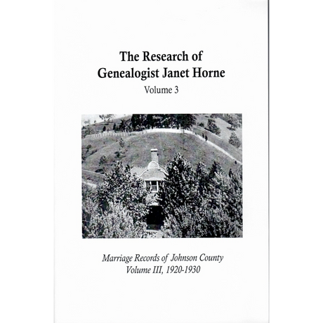 Marriage Records of Johnson County, Kentucky, Volume III, 1920-1930