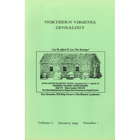 Northern Virginia Genealogy: Volume 2 Number 1, January 1997