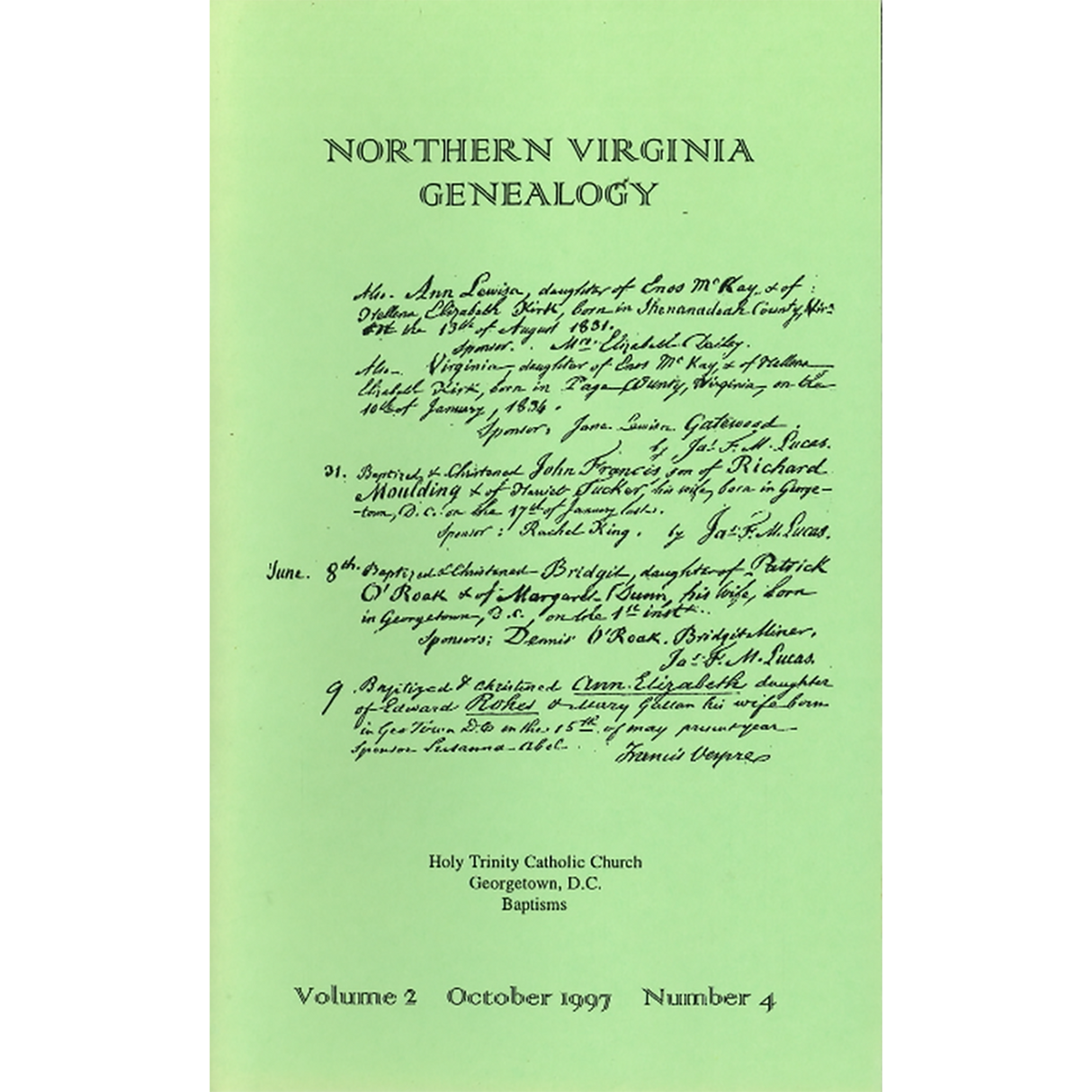Northern Virginia Genealogy: Volume 2 Number 4, October 1997
