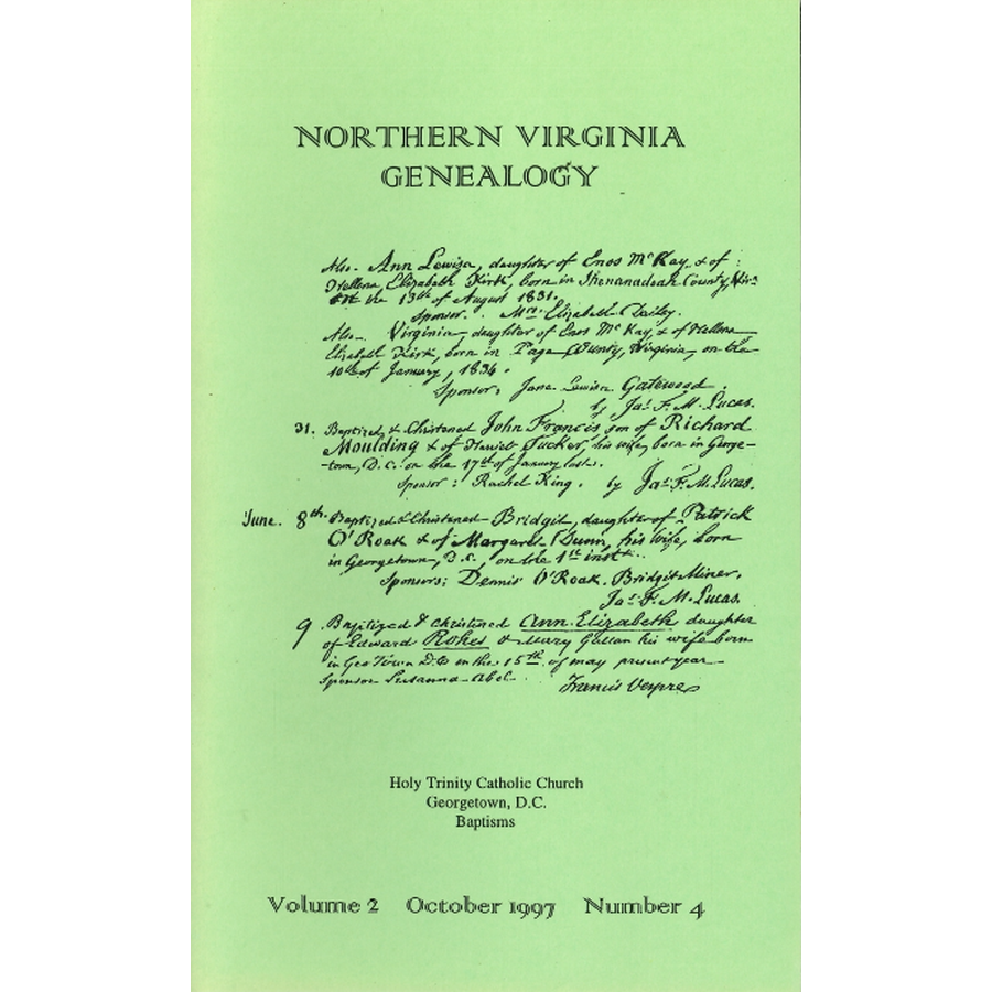 Northern Virginia Genealogy: Volume 2 Number 4, October 1997