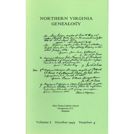 Northern Virginia Genealogy: Volume 2 Number 4, October 1997