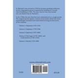 18th Century Records of the German Lutheran Church at Philadelphia, Pennsylvania (St. Michael's and Zion): Volume 3, Baptisms 1787-1800 back cover