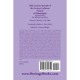 18th Century Records of the German Lutheran Church at Philadelphia, Pennsylvania (St. Michael's and Zion): Volume 5, Burials back cover