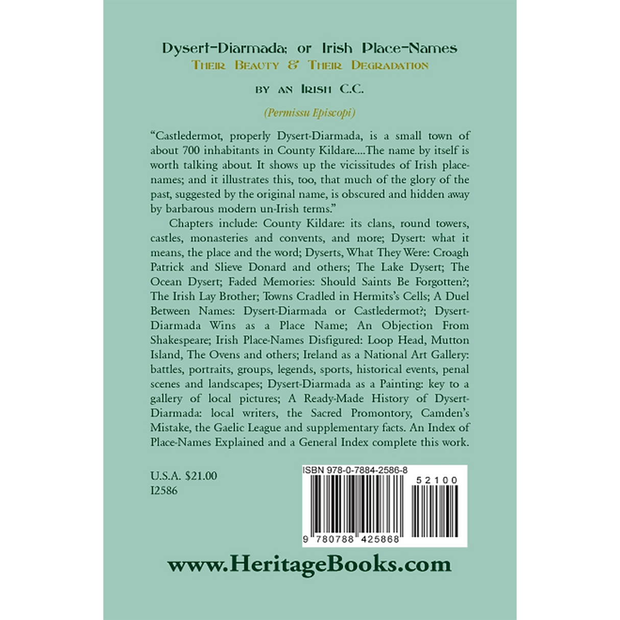 Dysert-Diarmada; or Irish Place-Names Their Beauty and Their Degradation back cover