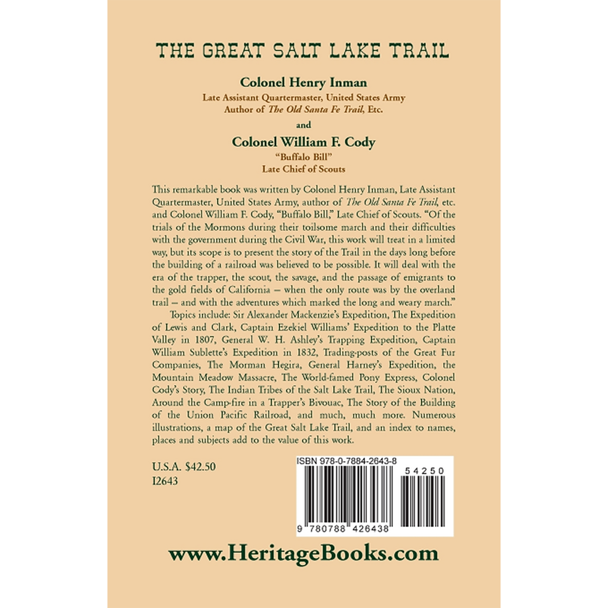 The Great Salt Lake Trail back cover
