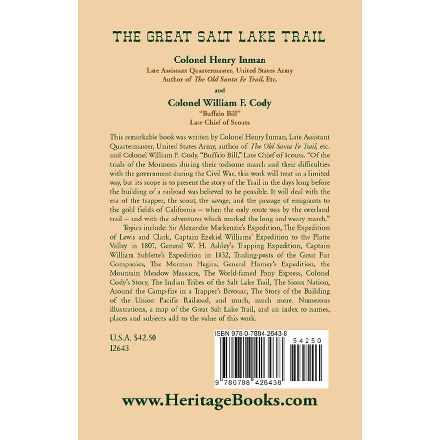 The Great Salt Lake Trail back cover