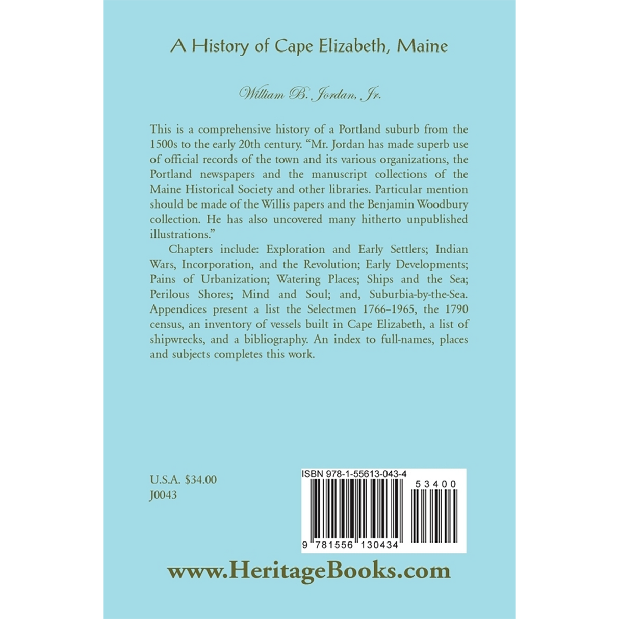 A History of Cape Elizabeth [Cumberland County], Maine back cover