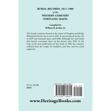 Burial Records, 1811-1980 of the Western Cemetery in Portland, Maine back cover